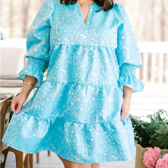 Tuckernuck Pomander Place Blue Daisy Jacquard Kenzo Dress - Picture 1 of 7